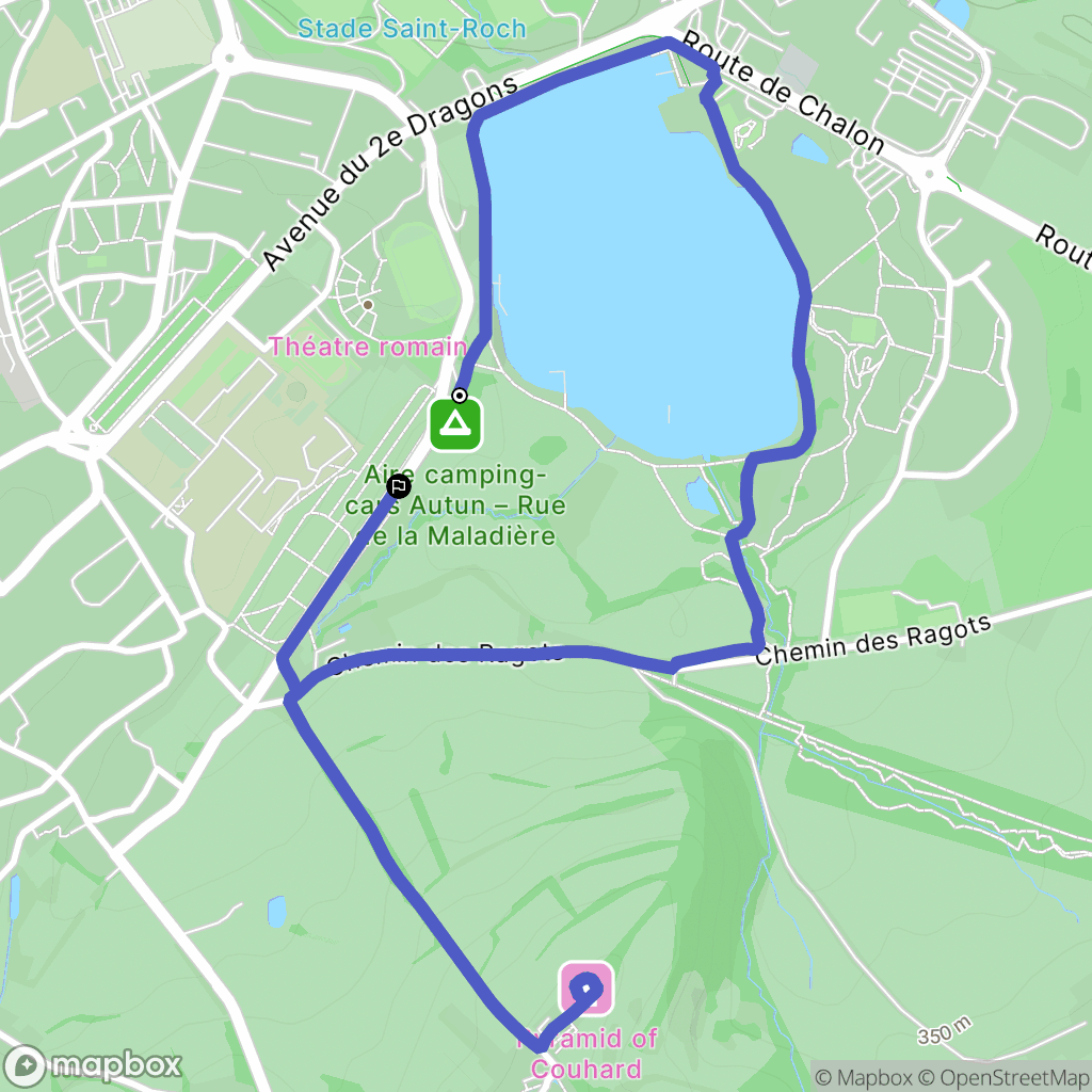 Autun : carte du parcours de randonnée - France