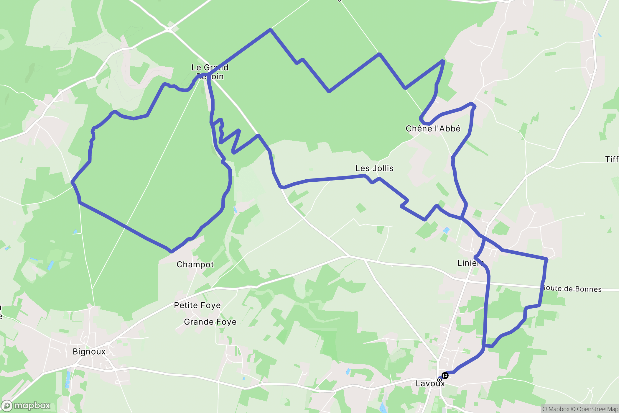 Lavoux : carte du parcours de randonnée - France