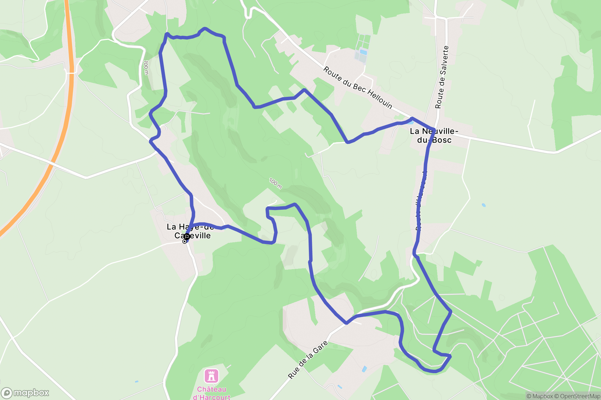 La Haye-de-Calleville : carte du parcours de randonnée - France