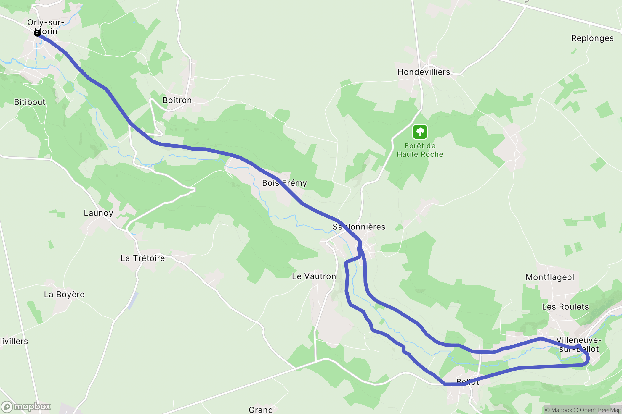 Orly-sur-Morin : carte du parcours de randonnée - France