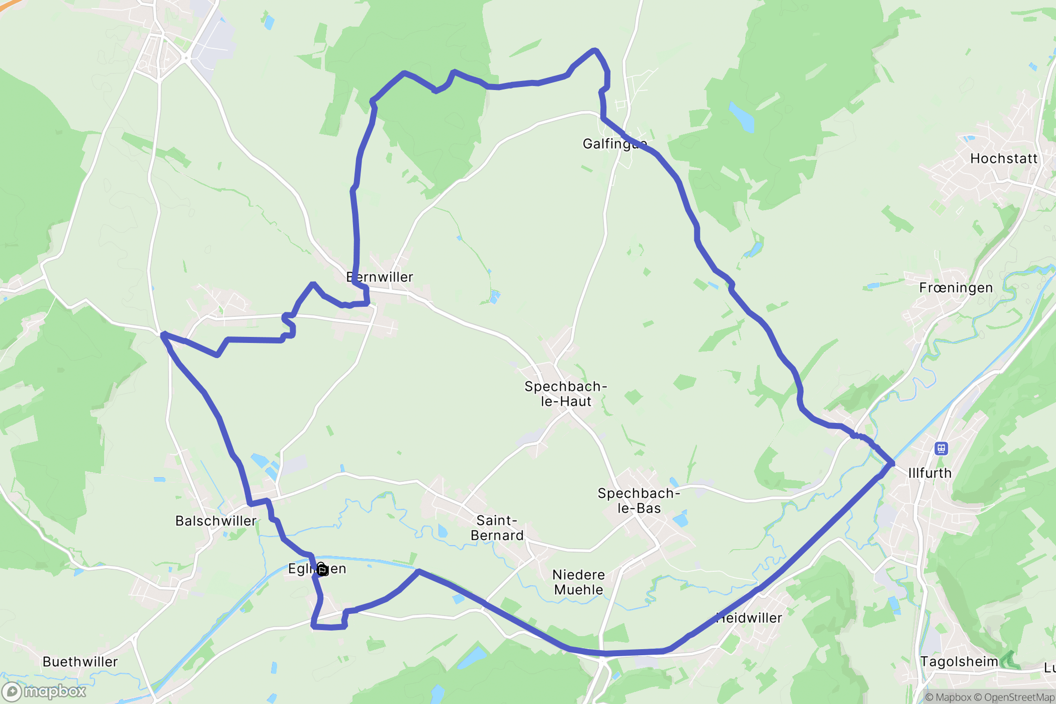 Eglingen : carte du parcours de randonnée - France