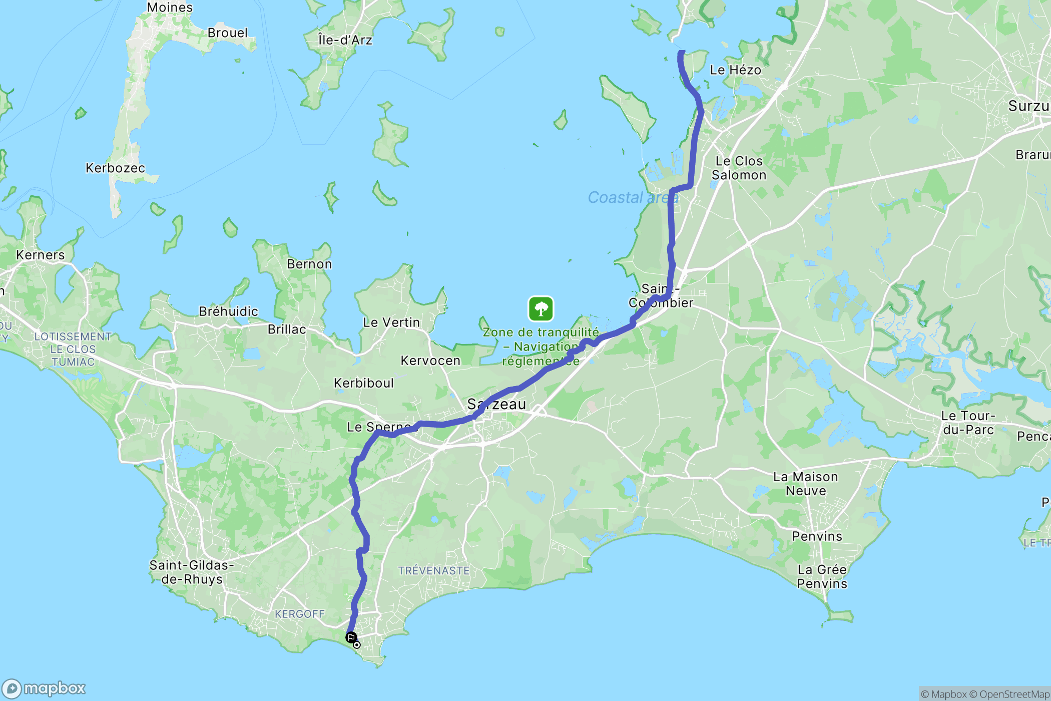 Sarzeau : carte du parcours de randonnée - France