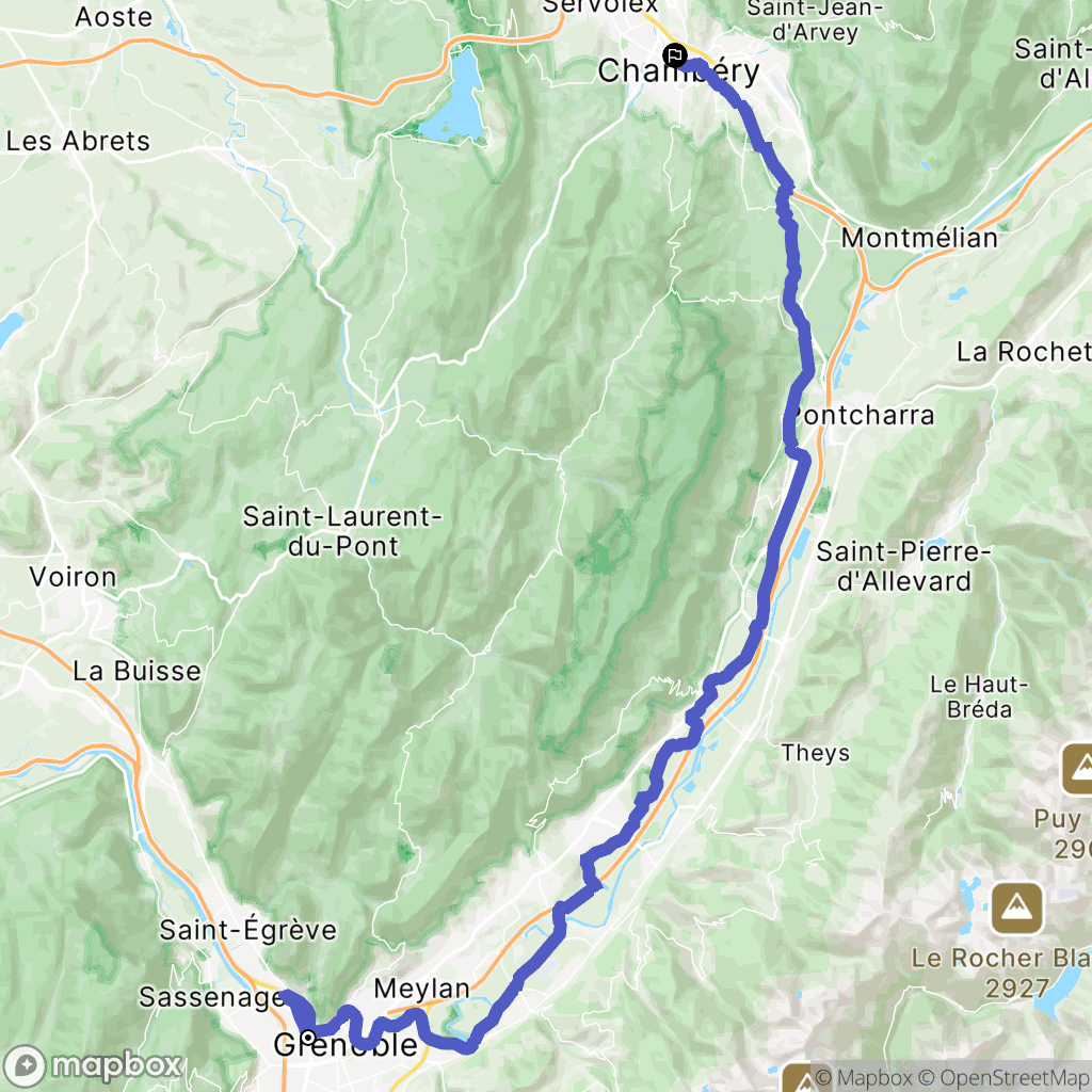 Grenoble : carte du parcours de randonnée - France