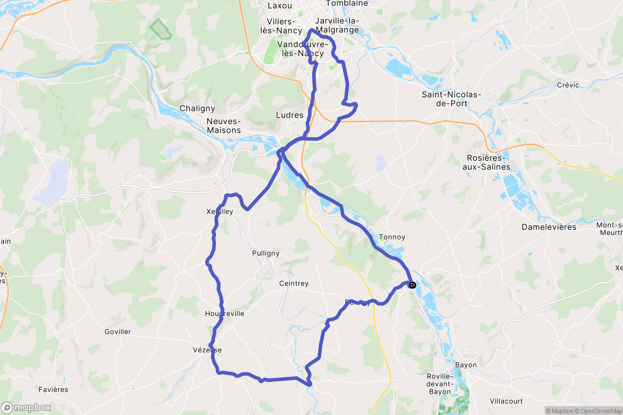 Crévéchamps : carte du parcours de randonnée - France