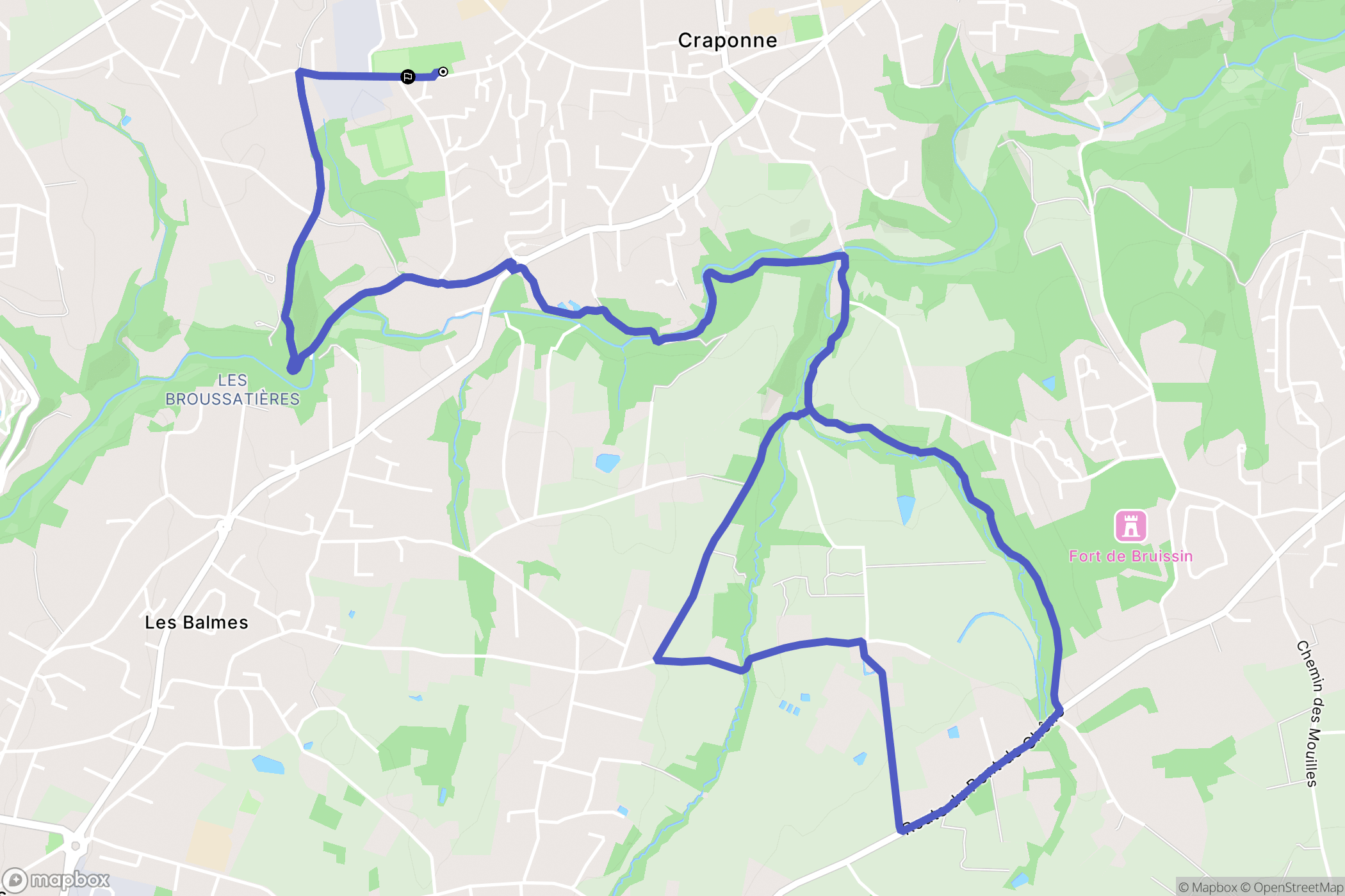 Craponne : carte du parcours de randonnée - France