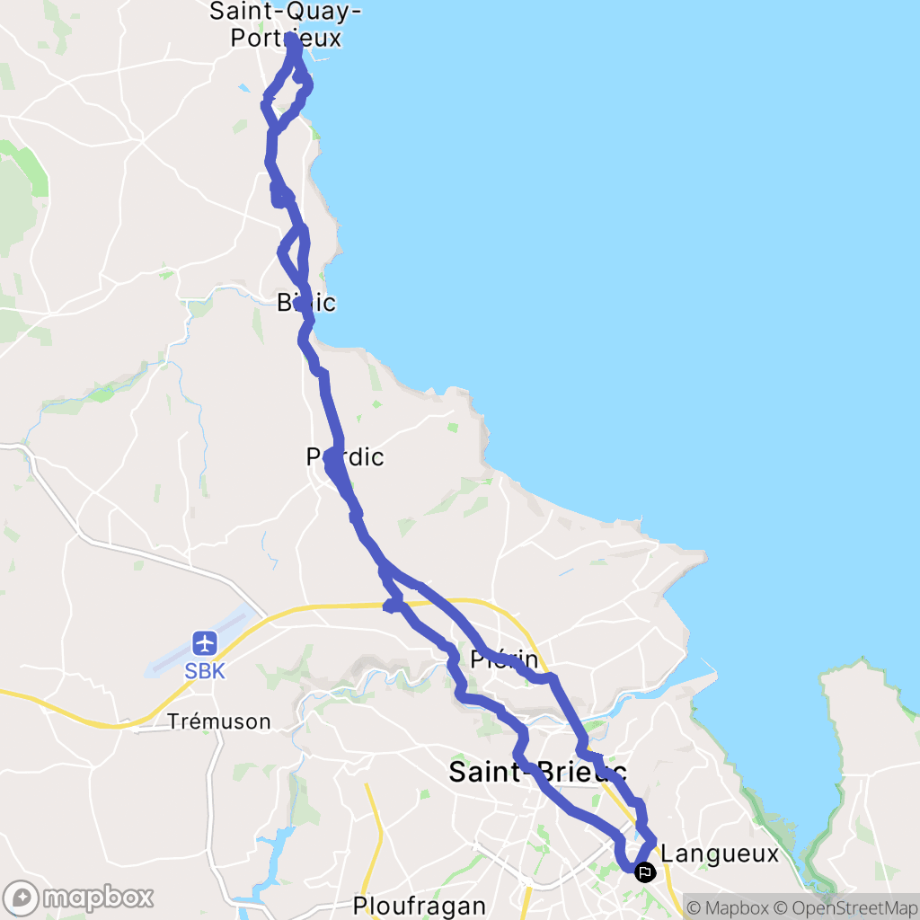 Langueux : carte du parcours de randonnée - France