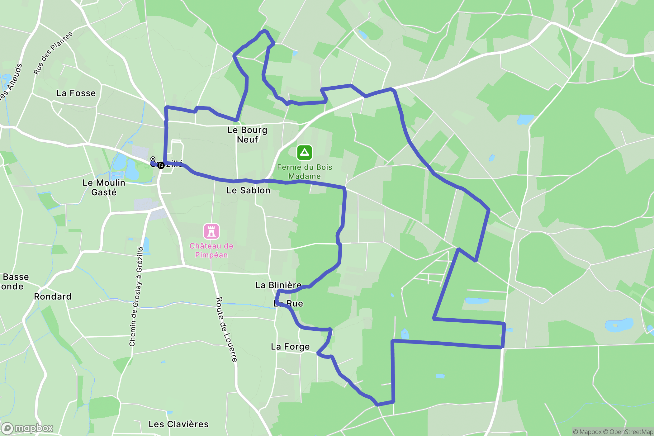 Gennes-Val-de-Loire : carte du parcours de randonnée - France