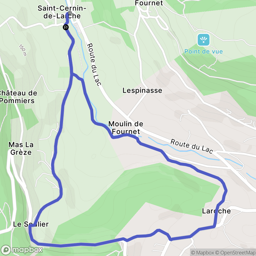 Saint-Cernin-de-Larche : carte du parcours de randonnée - France