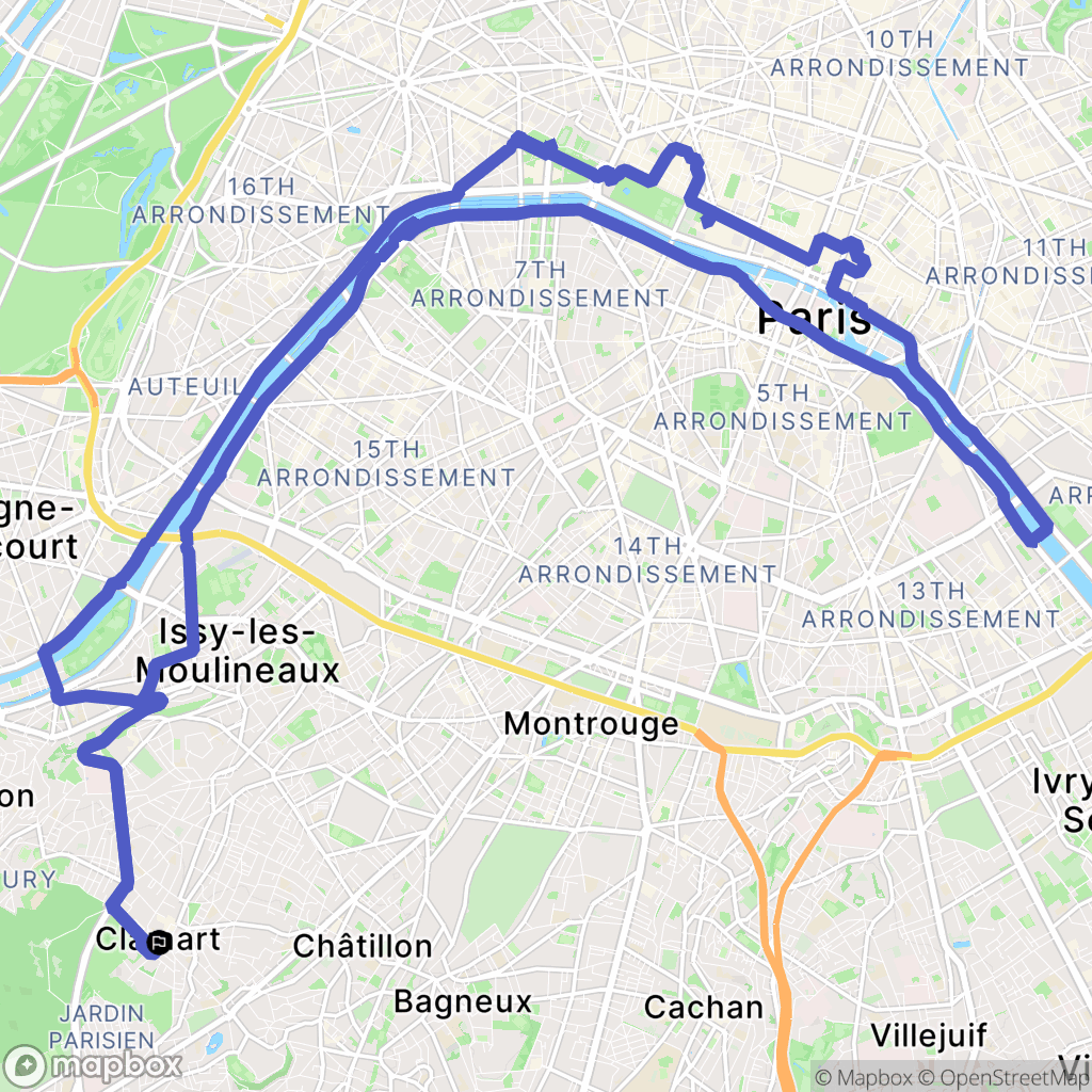 Clamart : carte du parcours de randonnée - France