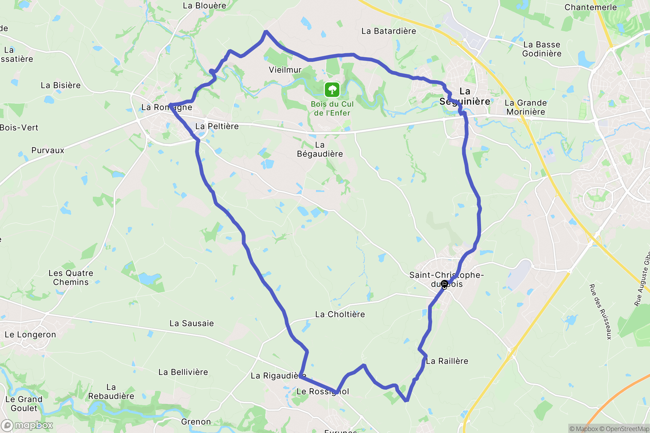 Saint-Christophe-du-Bois : carte du parcours de randonnée - France