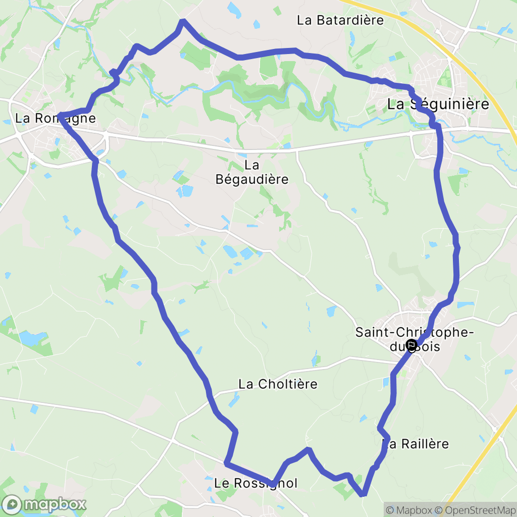 Saint-Christophe-du-Bois : carte du parcours de randonnée - France