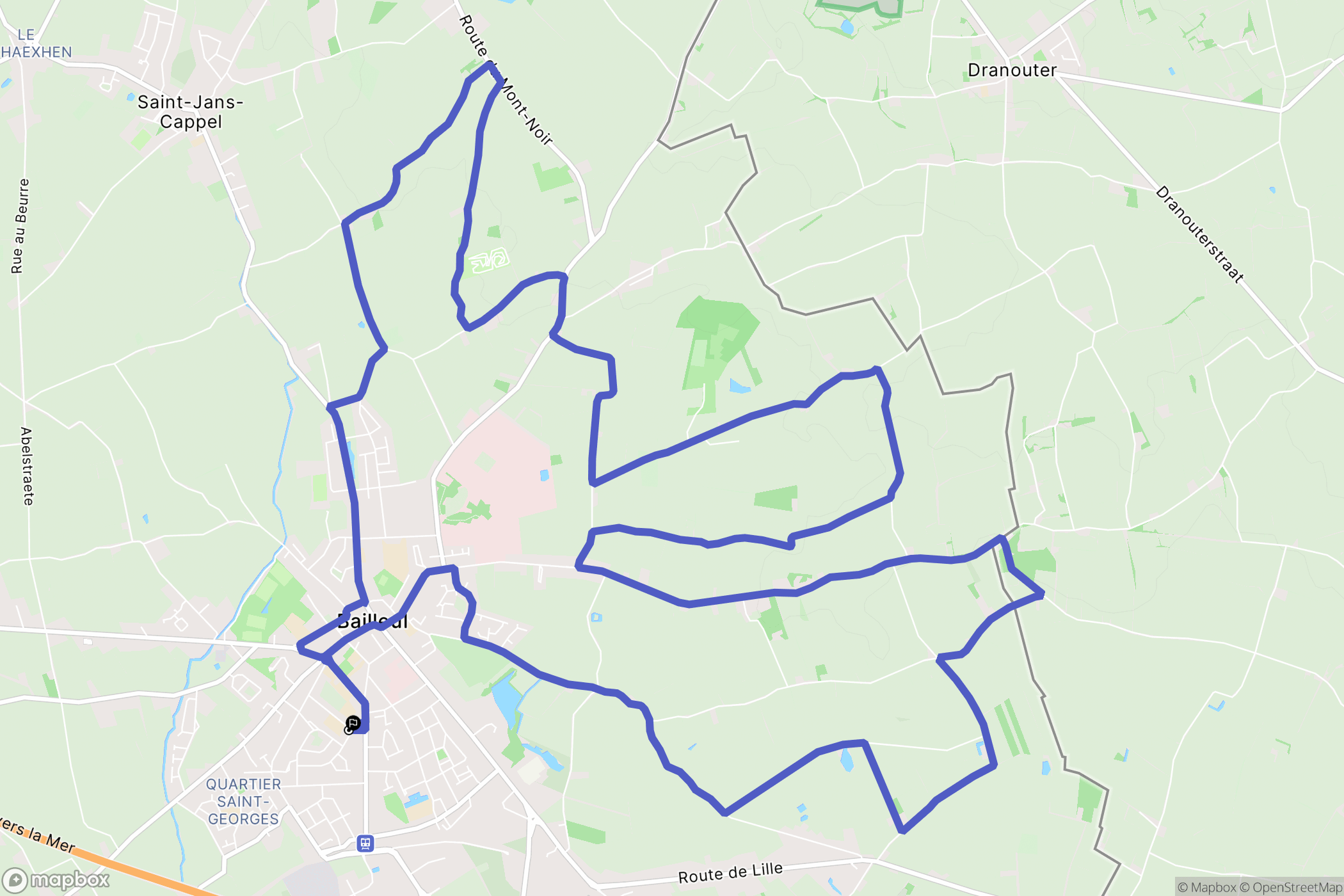 Bailleul : carte du parcours de randonnée - France
