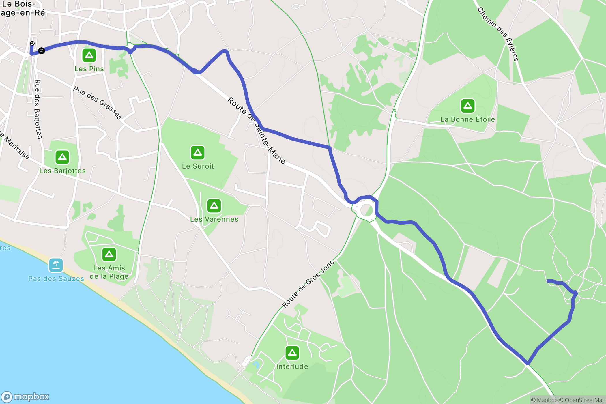 Le Bois-Plage-en-Ré : carte du parcours de randonnée - France