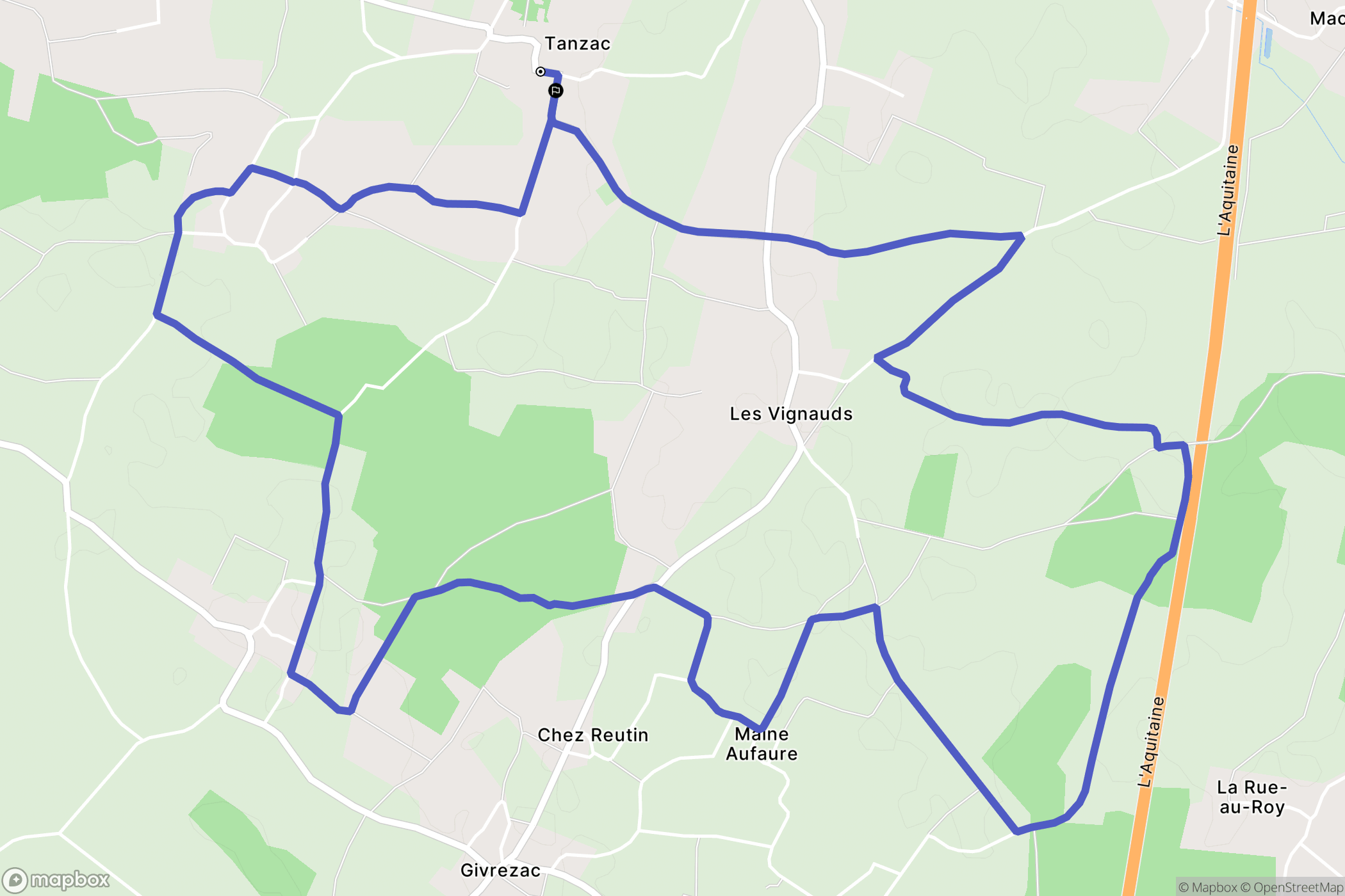 Tanzac : carte du parcours de randonnée - France