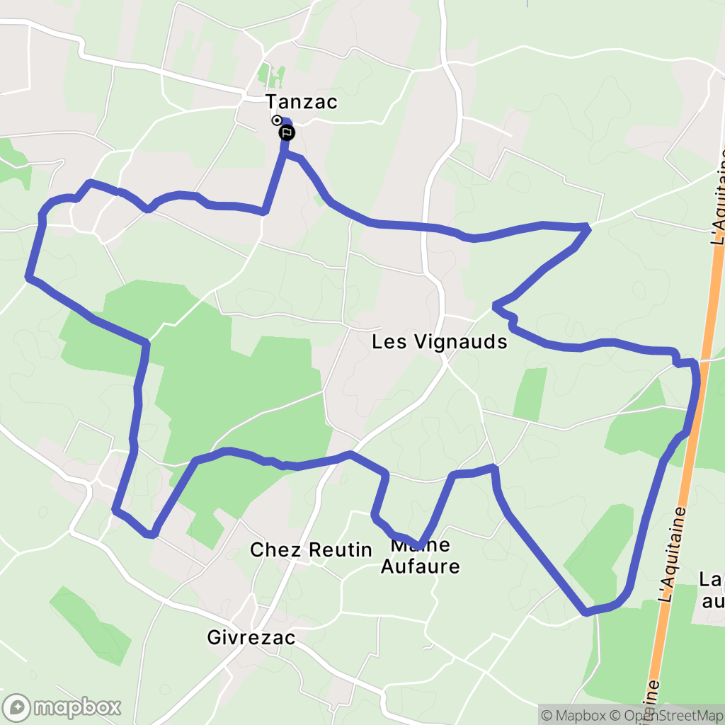 Tanzac : carte du parcours de randonnée - France
