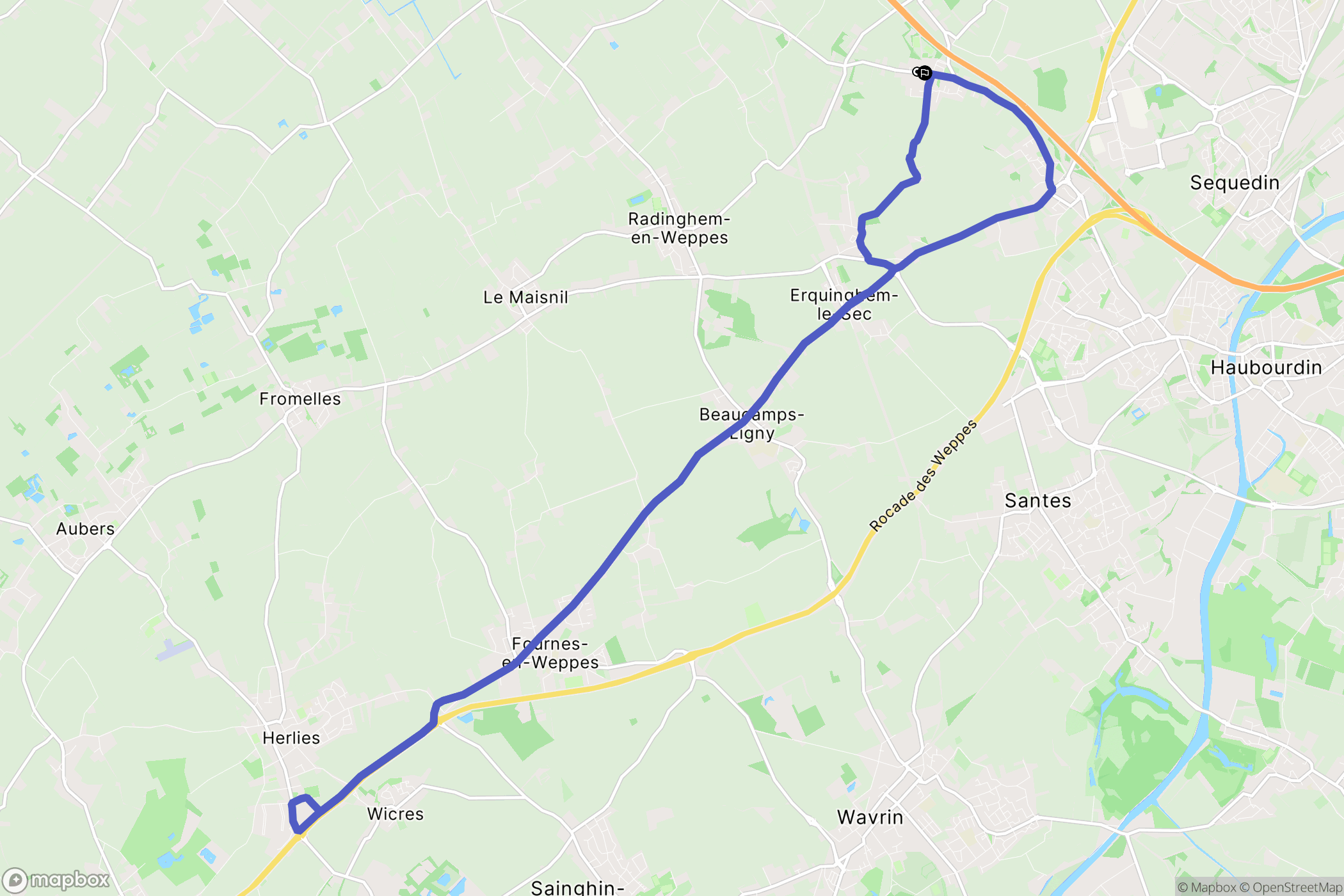 Ennetières-en-Weppes : carte du parcours de randonnée - France