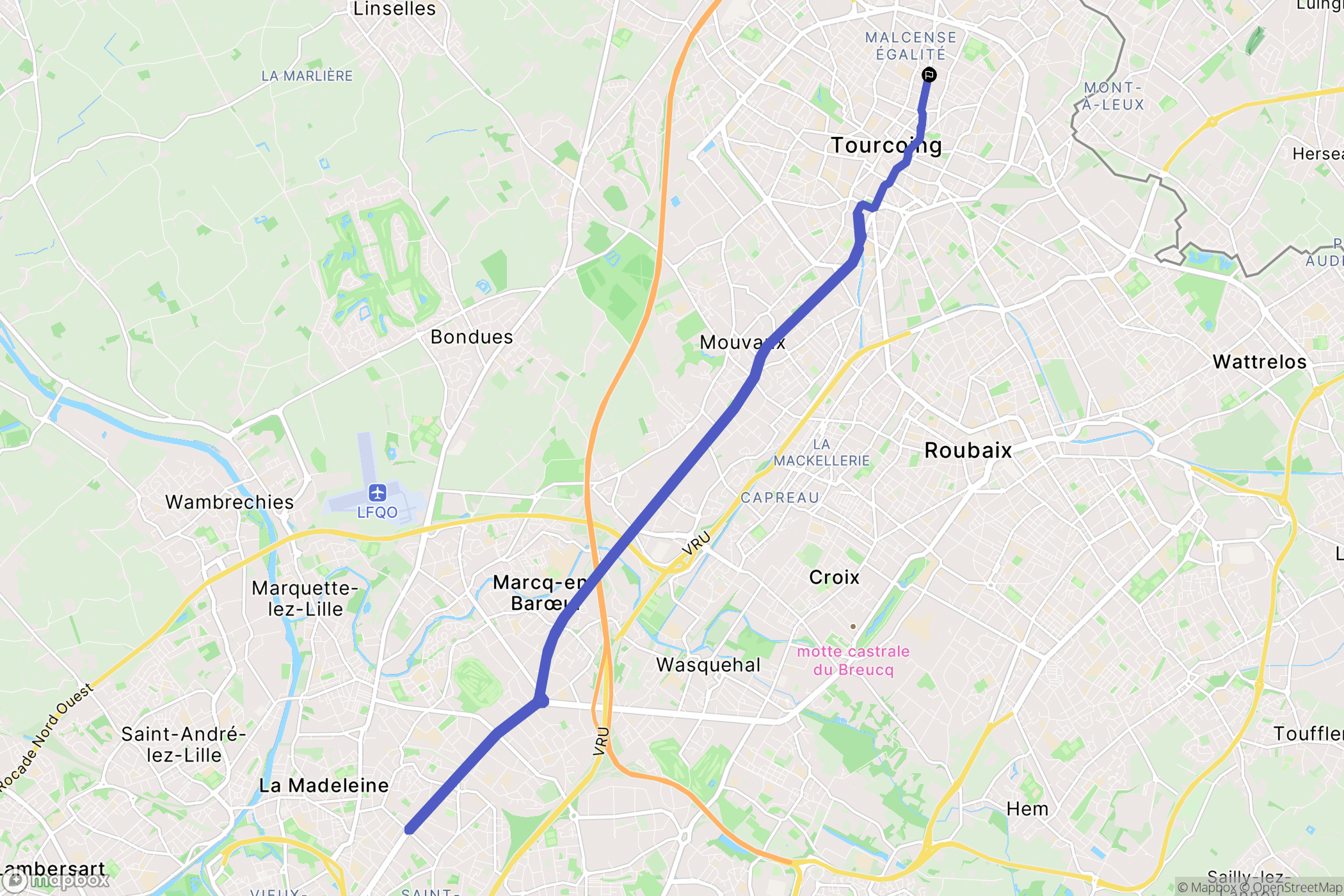 Tourcoing : carte du parcours de randonnée - France