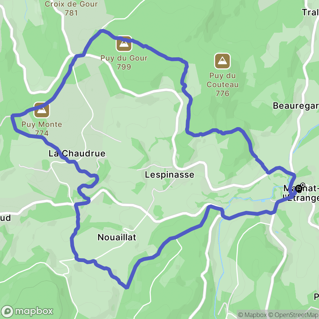 Magnat-l'Étrange : carte du parcours de randonnée - France