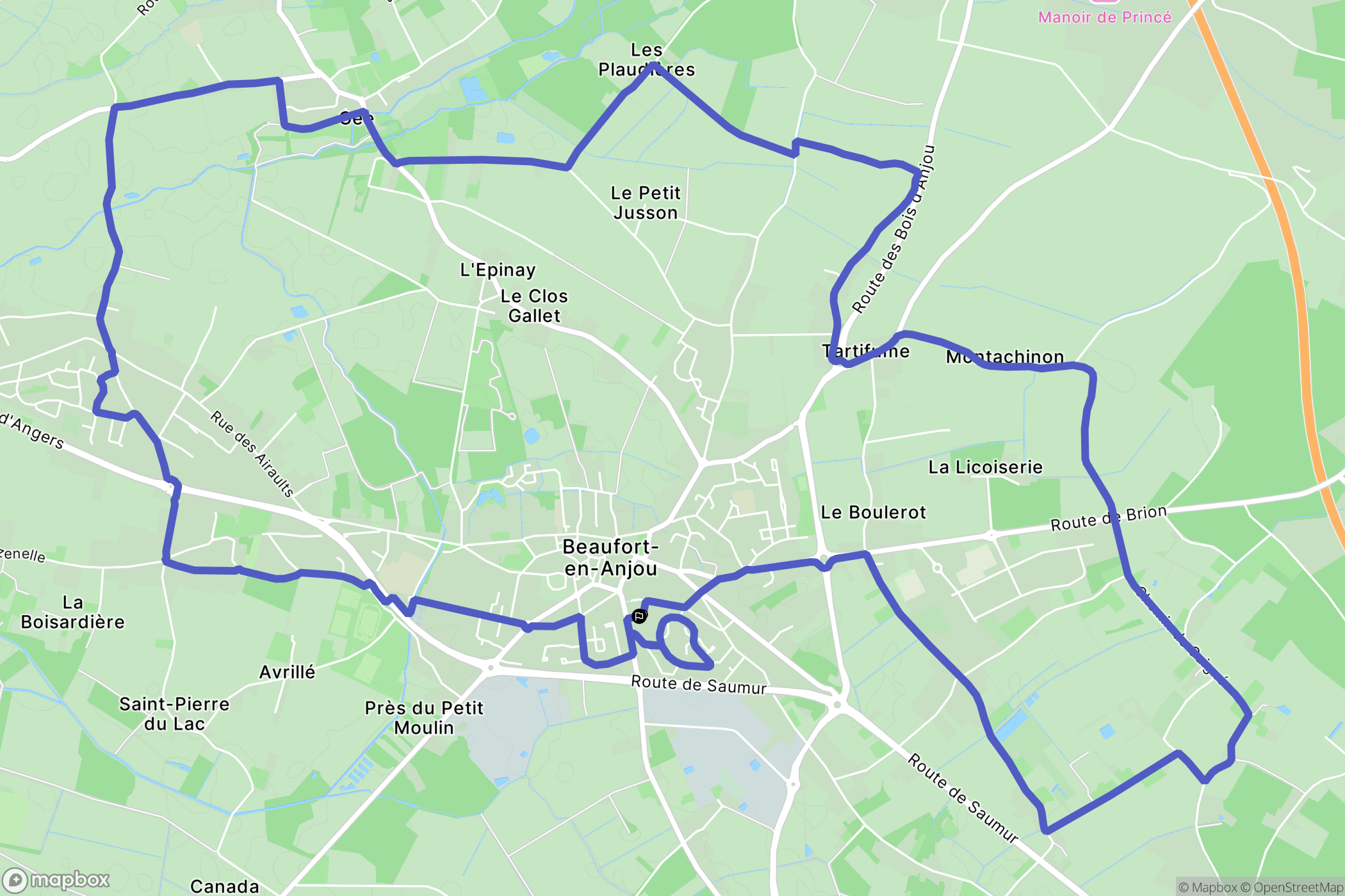 Beaufort-en-Anjou : carte du parcours de randonnée - France