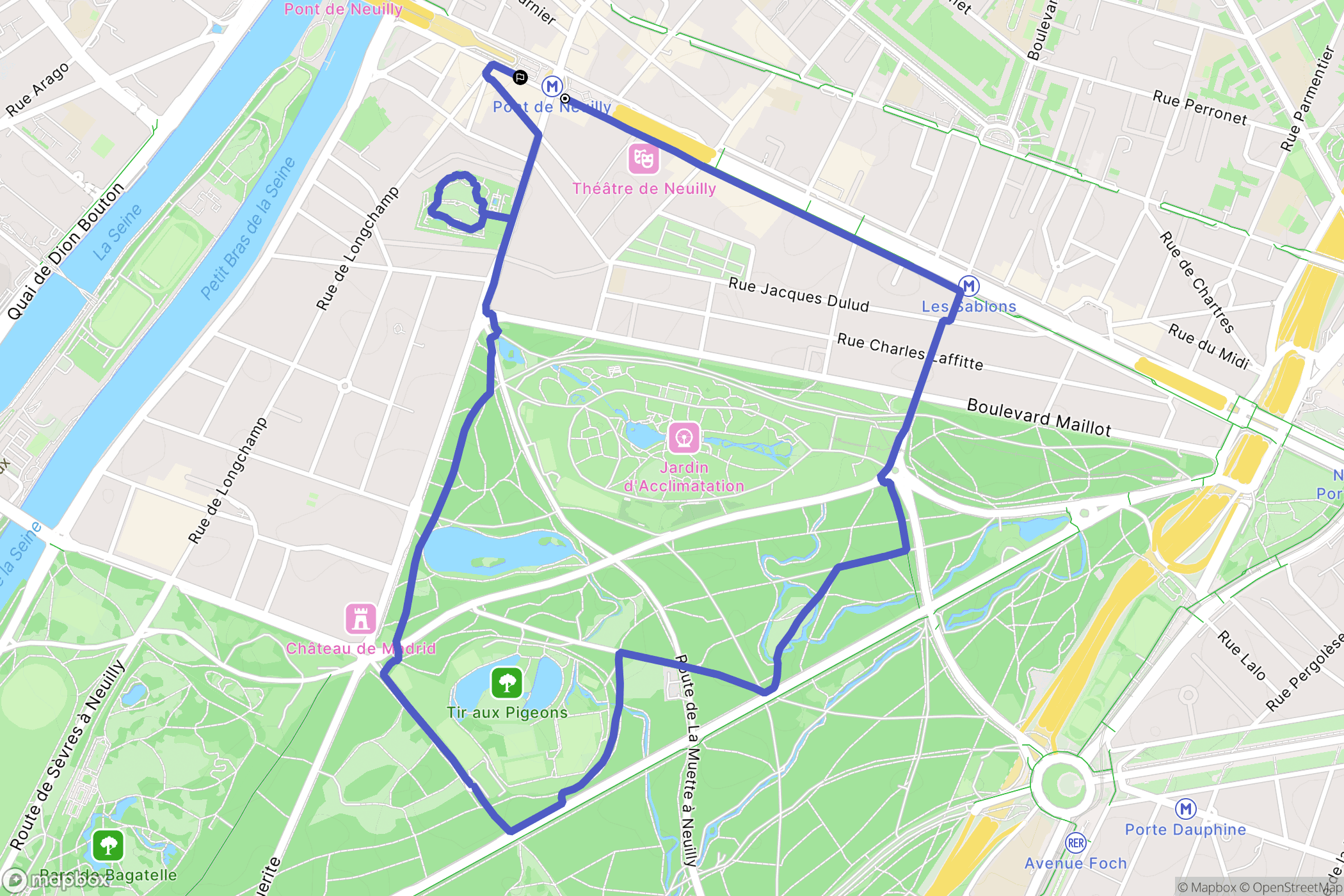Neuilly-sur-Seine : carte du parcours de randonnée - France