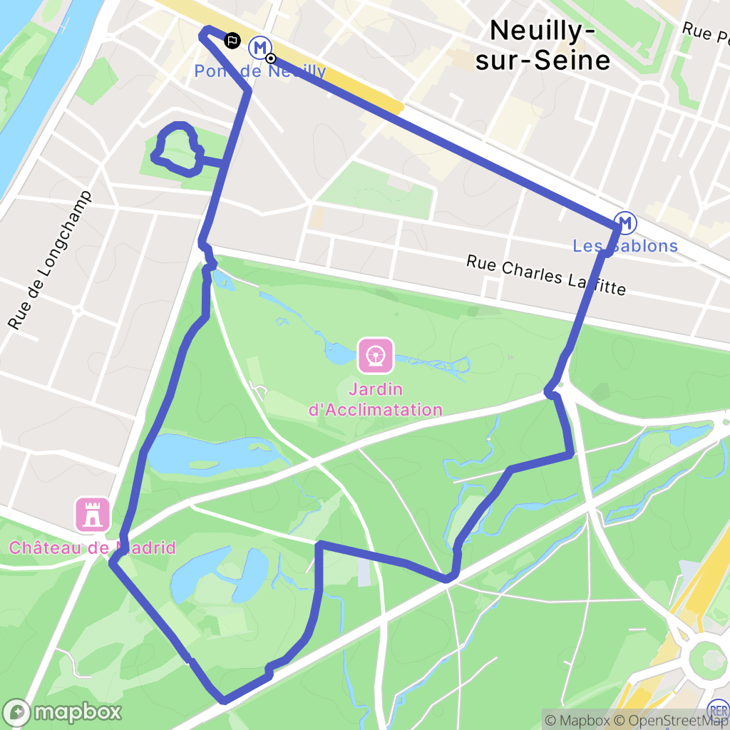 Neuilly-sur-Seine : carte du parcours de randonnée - France