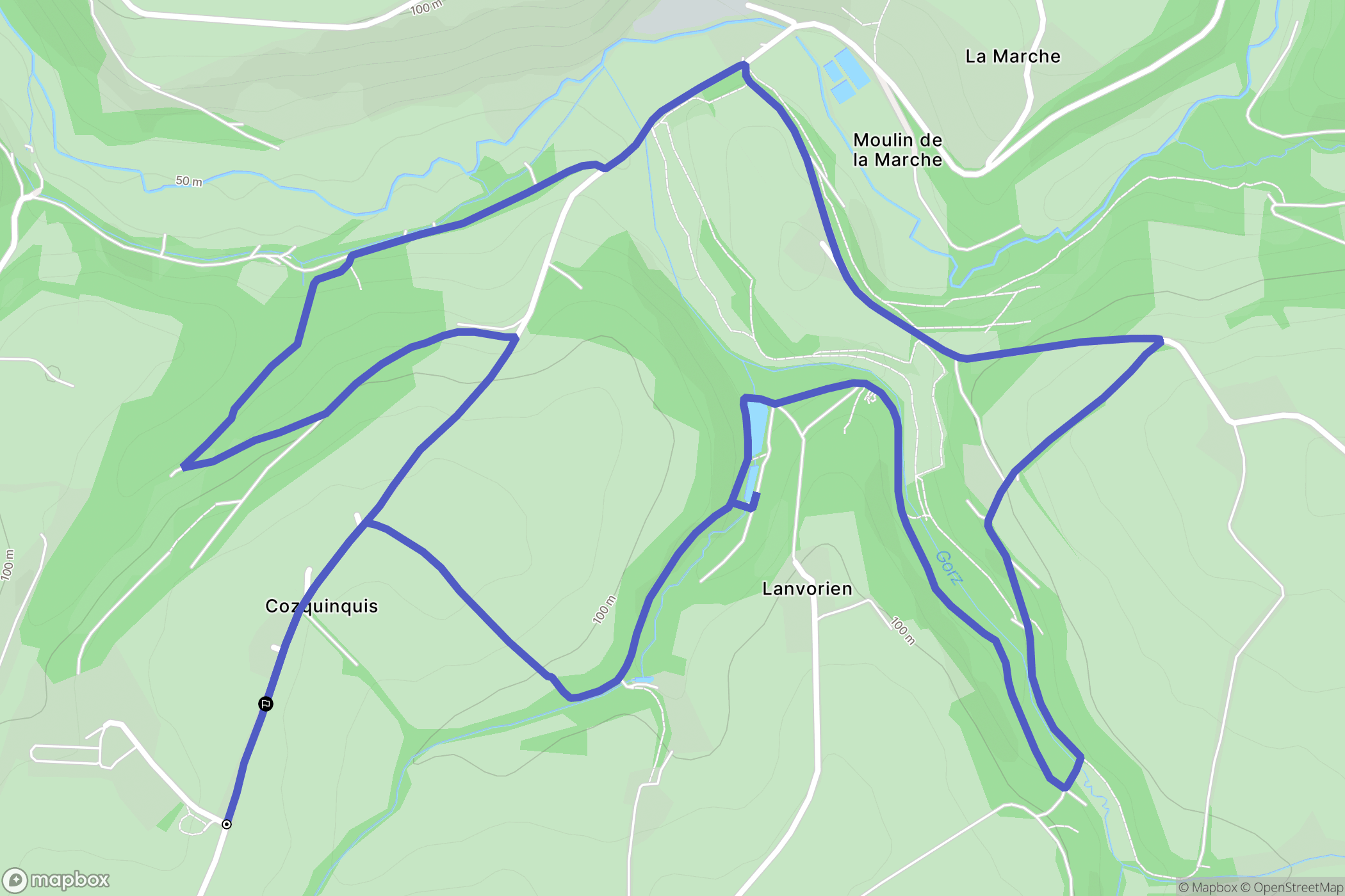 Pleyben : carte du parcours de randonnée - France