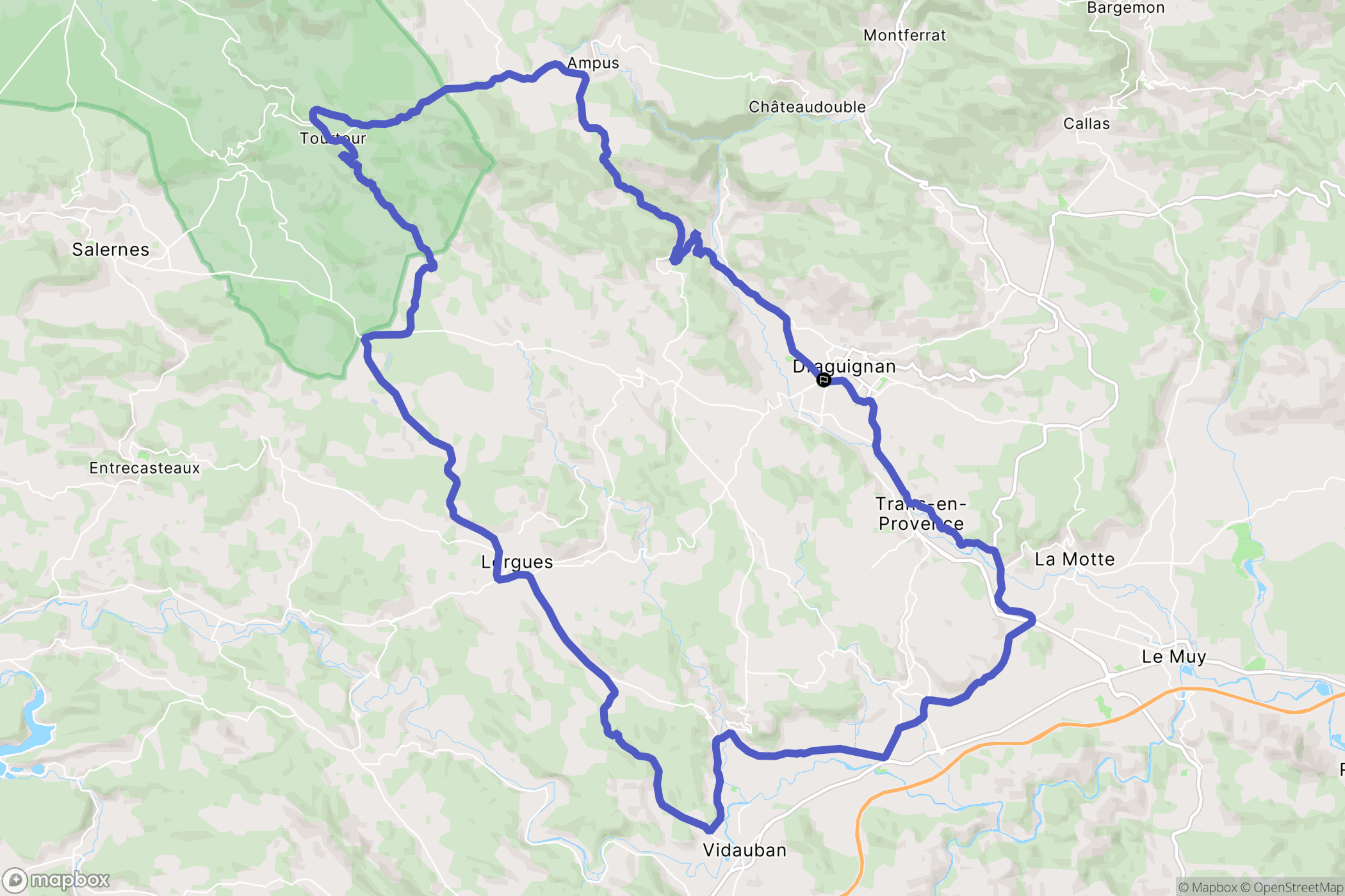 Draguignan : carte du parcours de randonnée - France
