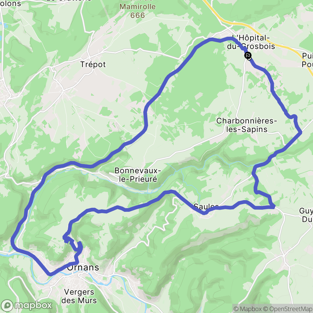 L'Hôpital-du-Grosbois : carte du parcours de randonnée - France