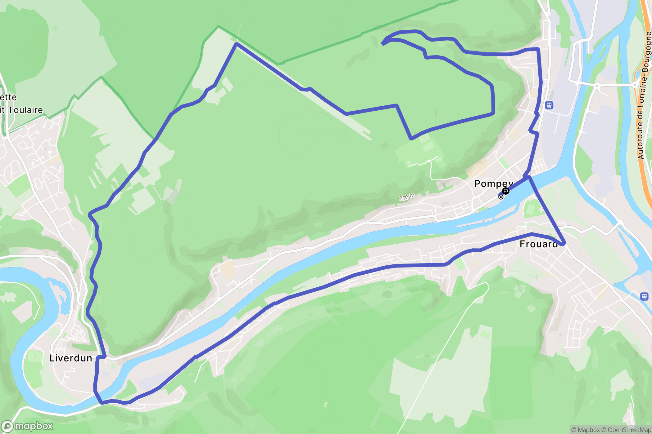 Pompey : carte du parcours de randonnée - France