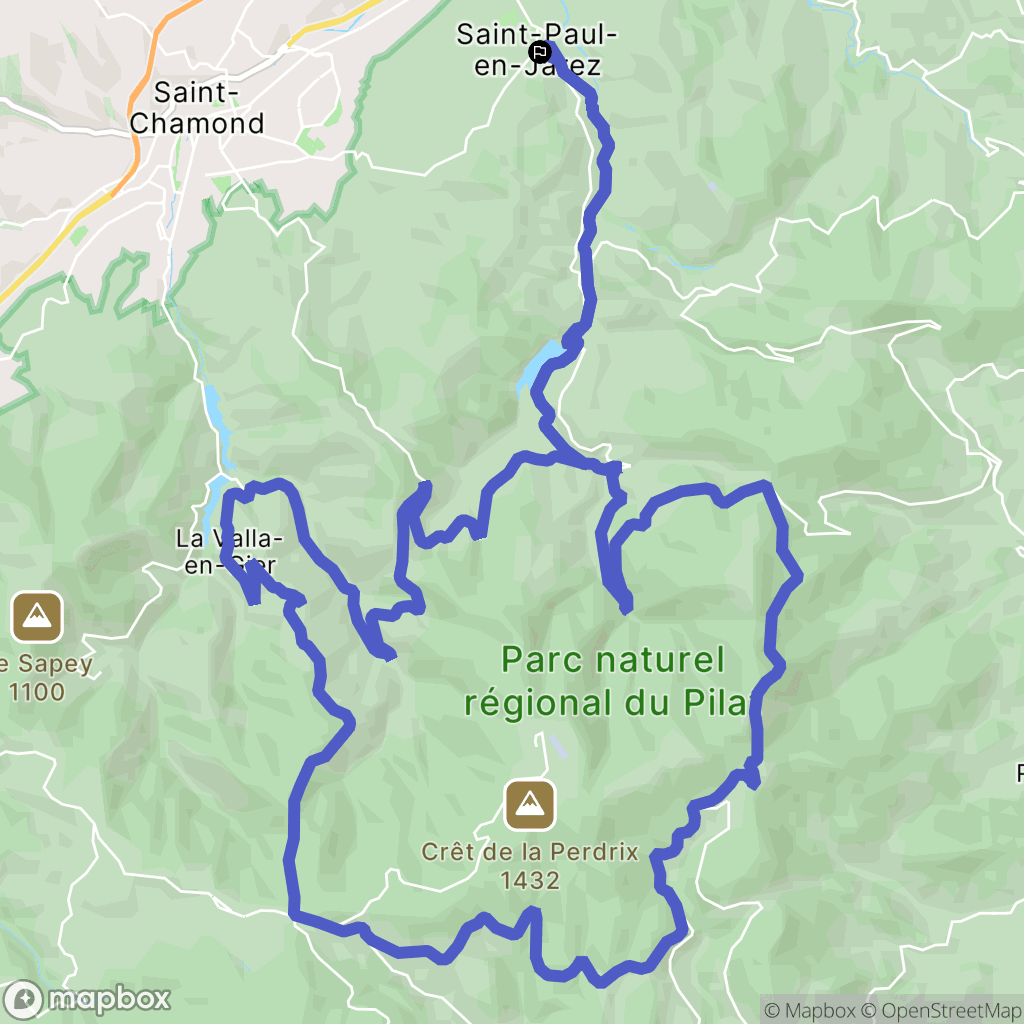 Saint-Paul-en-Jarez : carte du parcours de randonnée - France