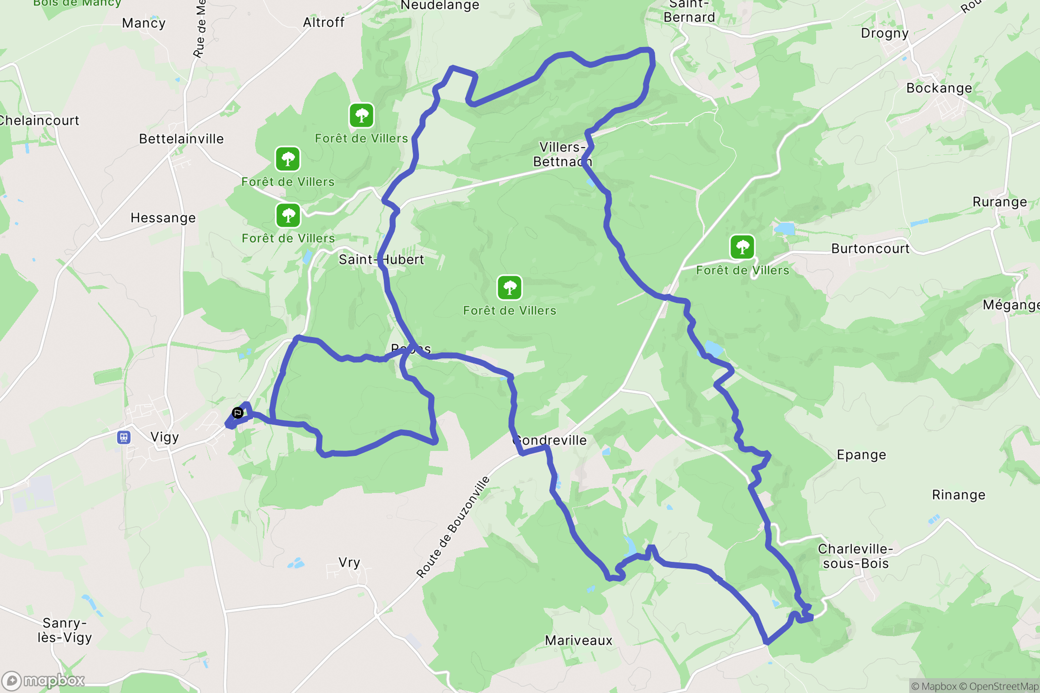 Vigy : carte du parcours de randonnée - France