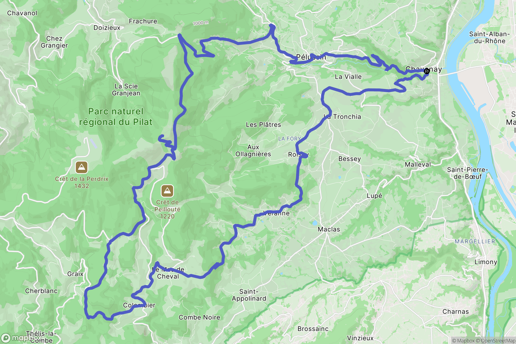 Chavanay : carte du parcours de randonnée - France