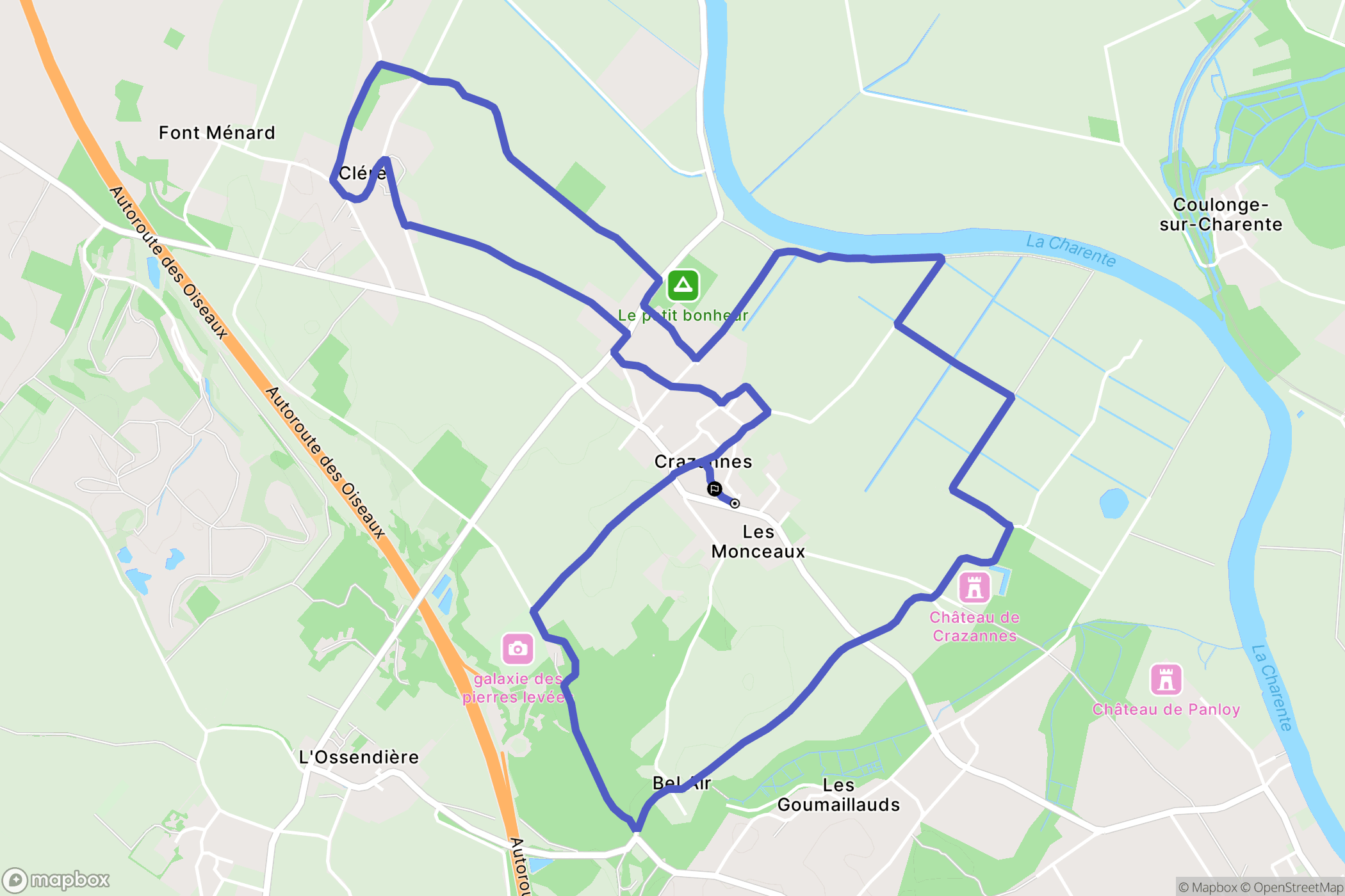 Crazannes : carte du parcours de randonnée - France