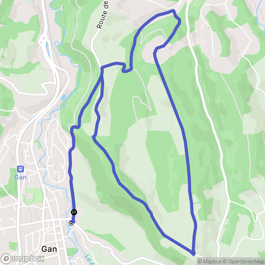 Gan : carte du parcours de randonnée - France