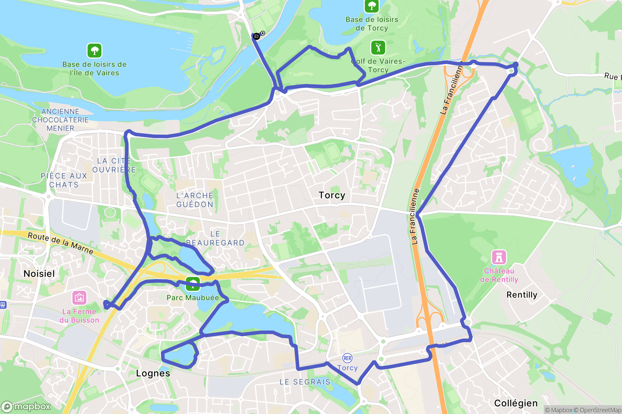 Vaires-sur-Marne : carte du parcours de randonnée - France