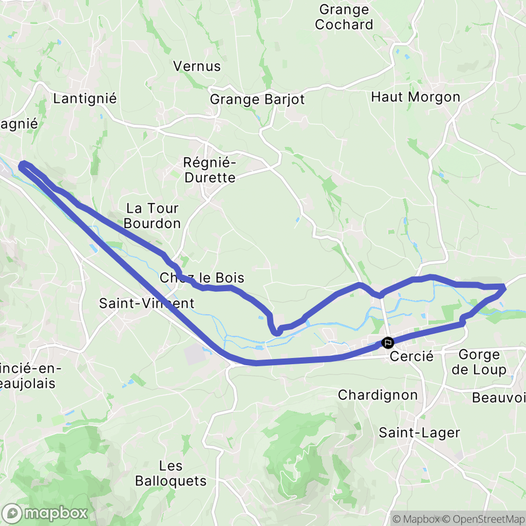 Cercié : carte du parcours de randonnée - France