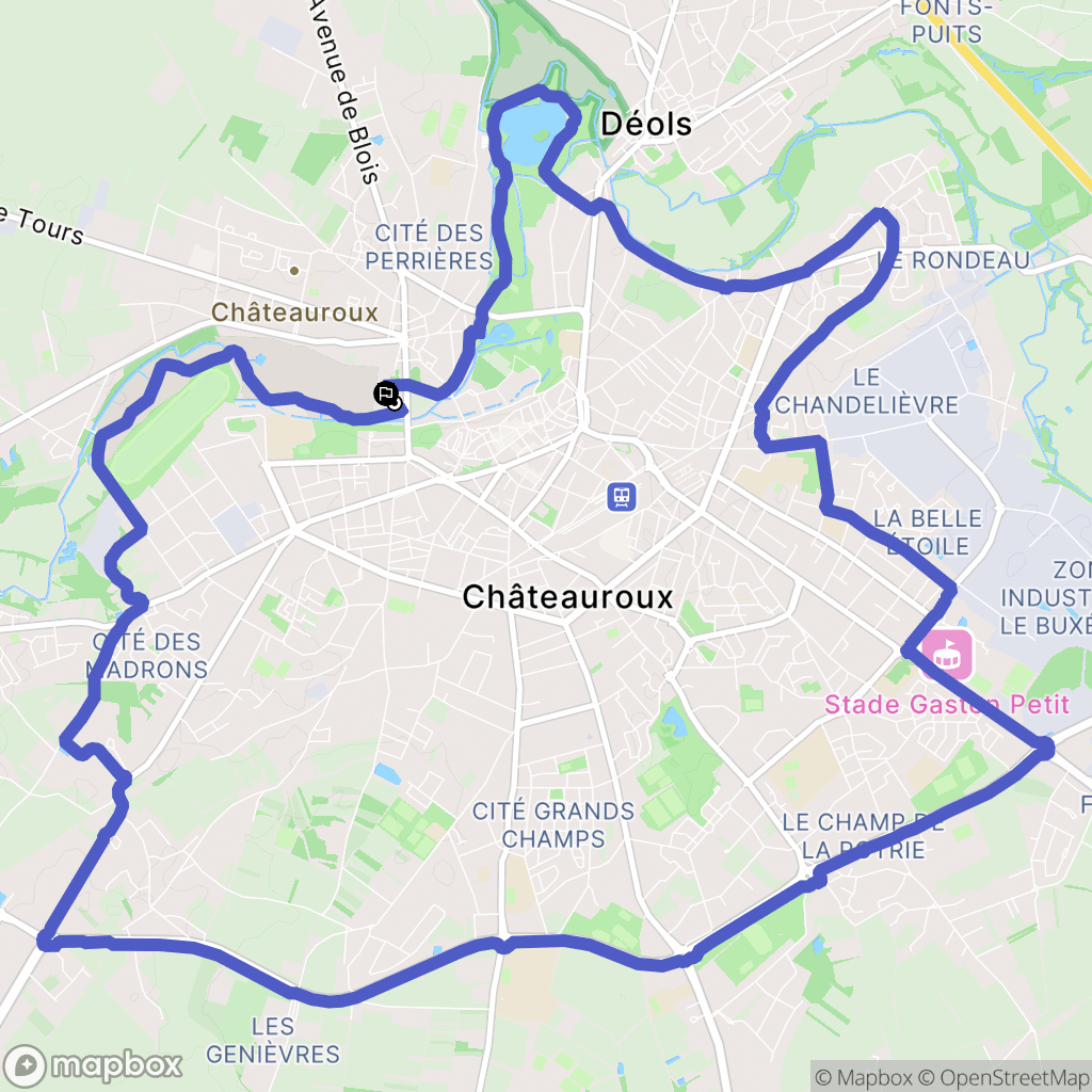 Châteauroux : carte du parcours de randonnée - France