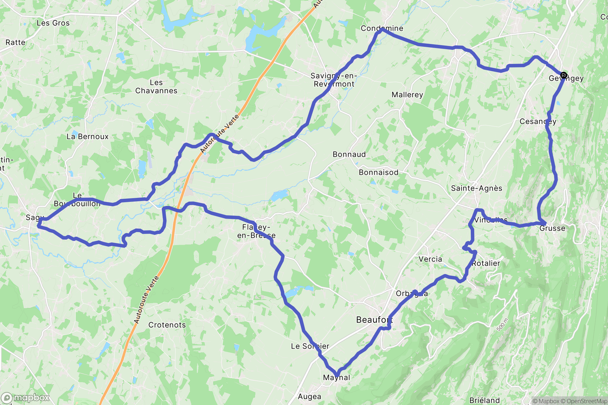 Gevingey : carte du parcours de randonnée - France