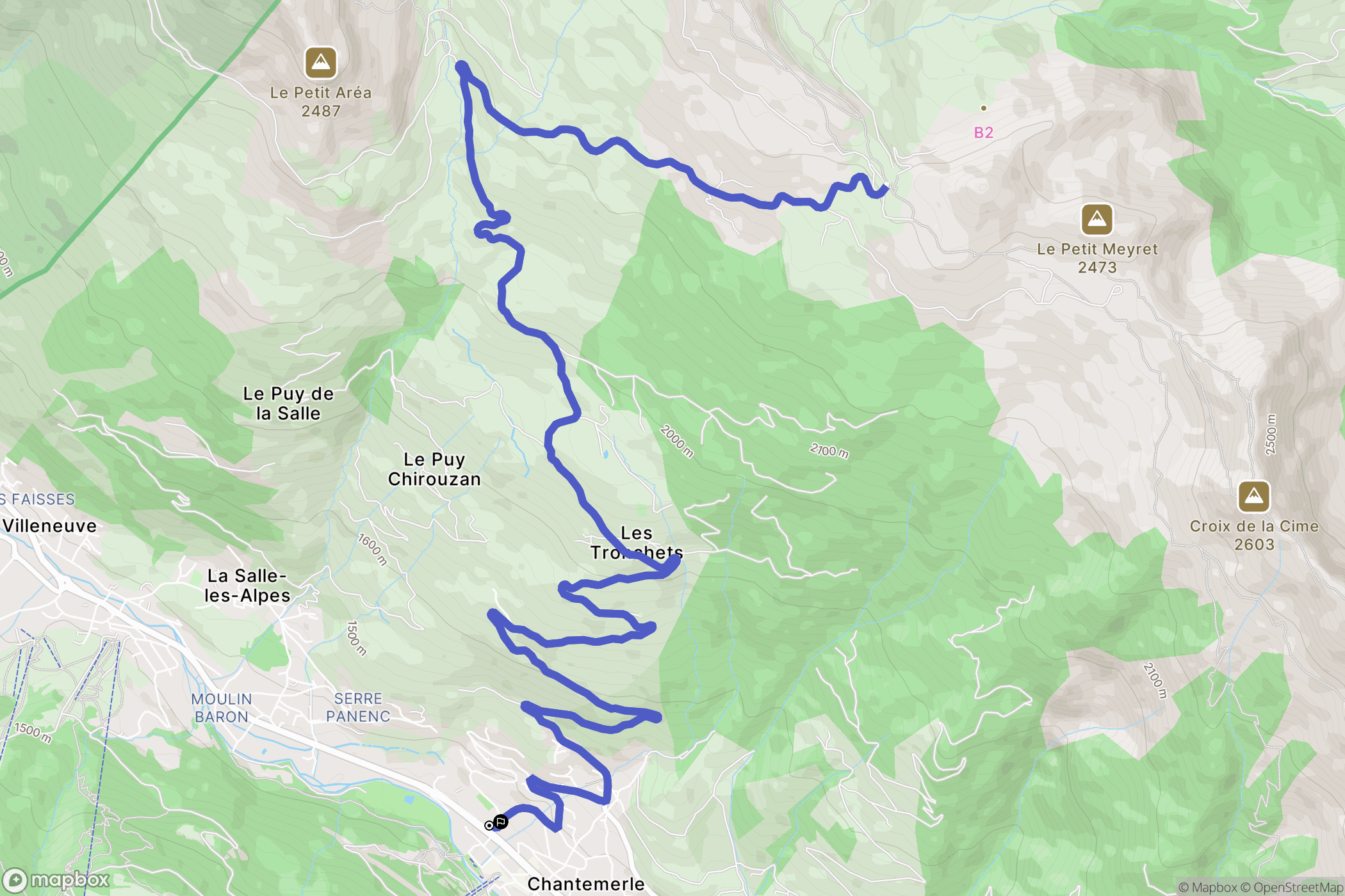 Saint-Chaffrey : carte du parcours de randonnée - France