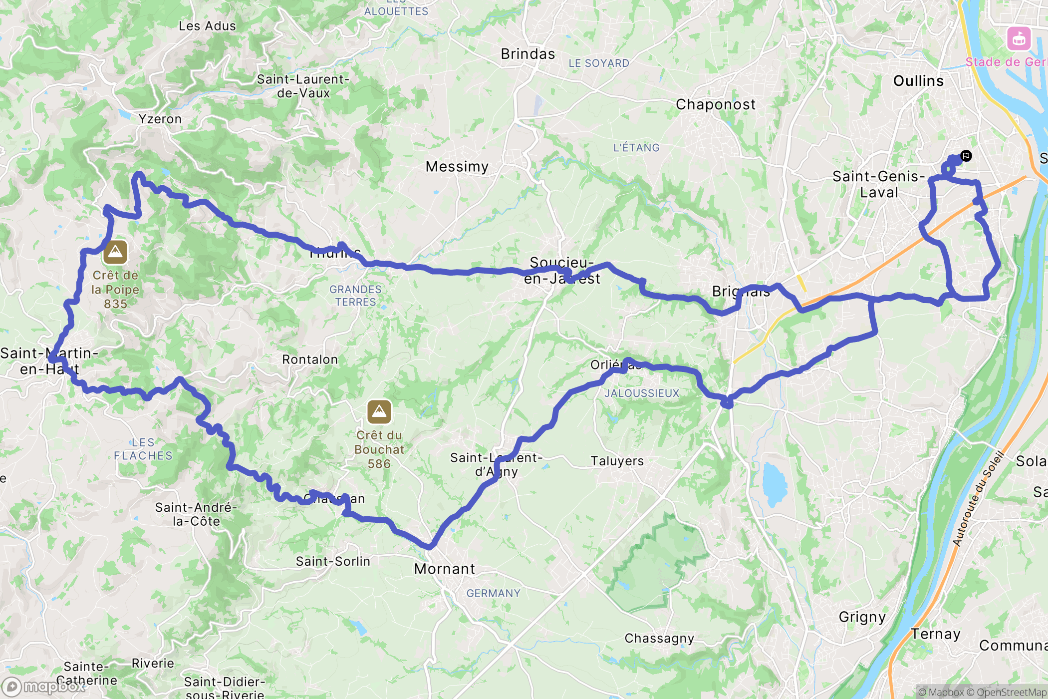 Pierre-Bénite : carte du parcours de randonnée - France