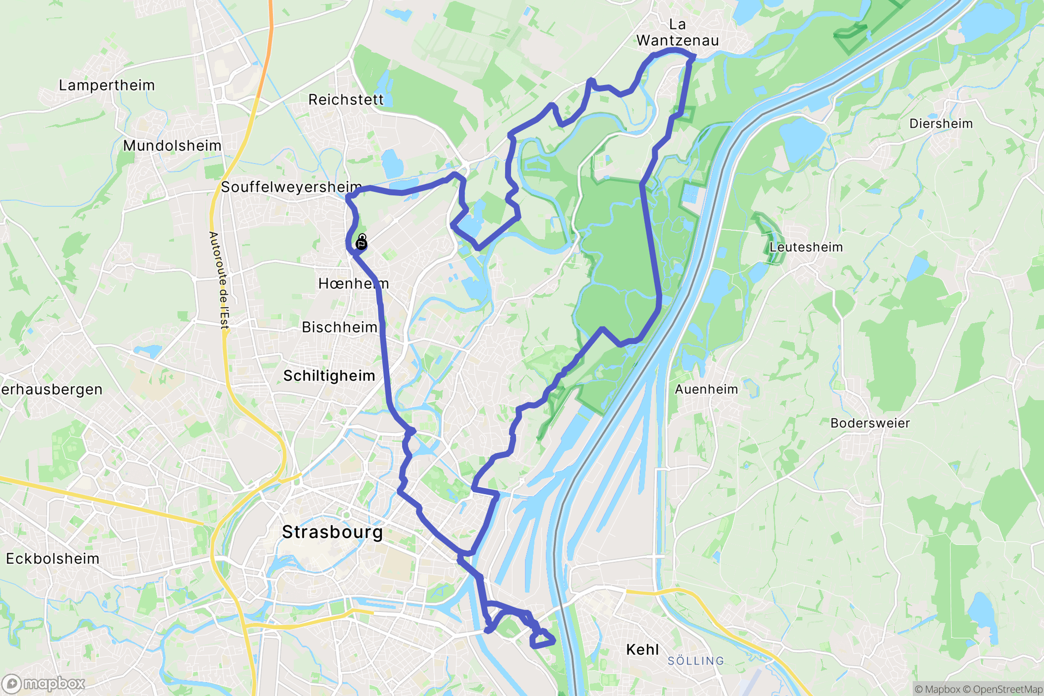Hœnheim : carte du parcours de randonnée - France