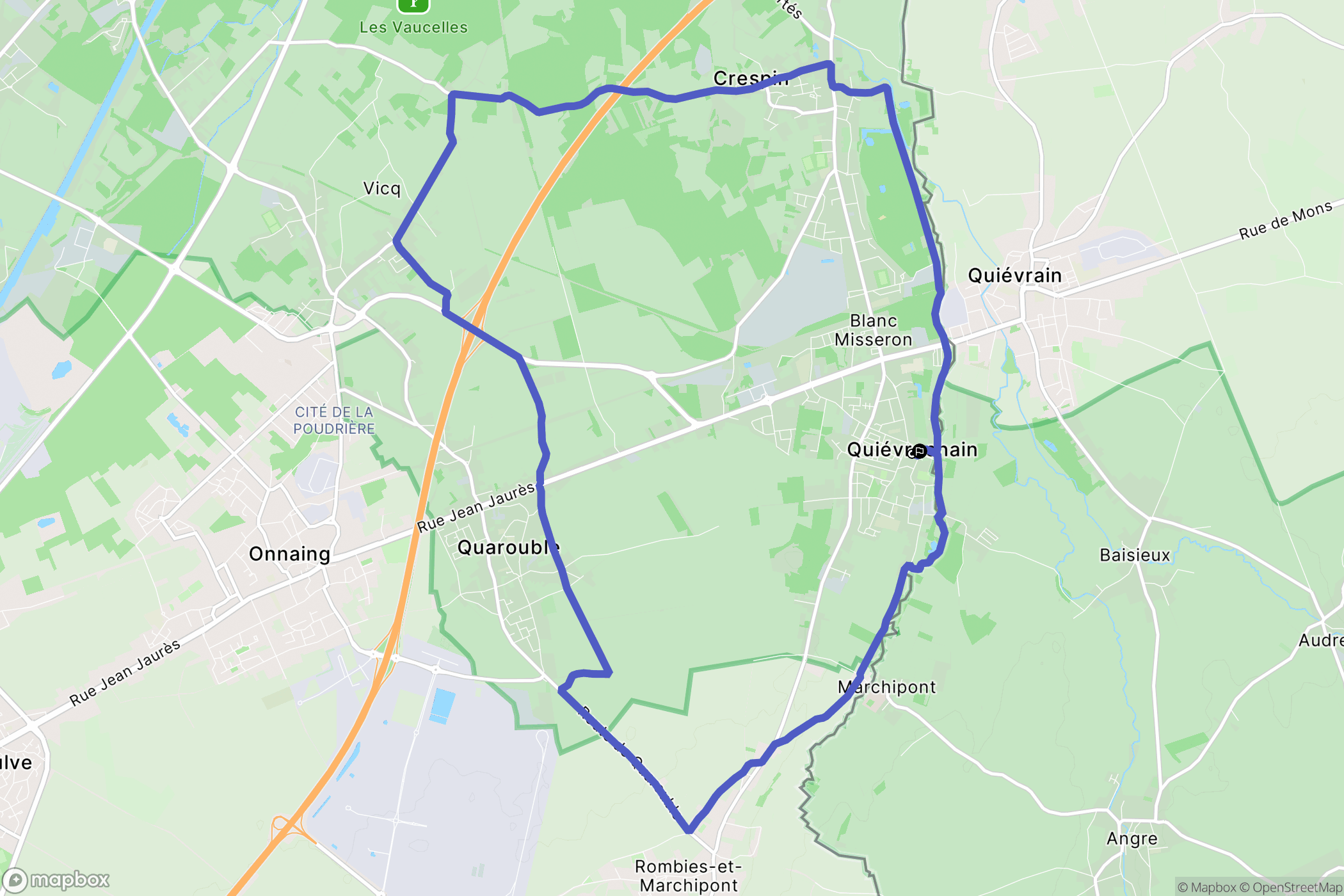 Quiévrechain : carte du parcours de randonnée - France