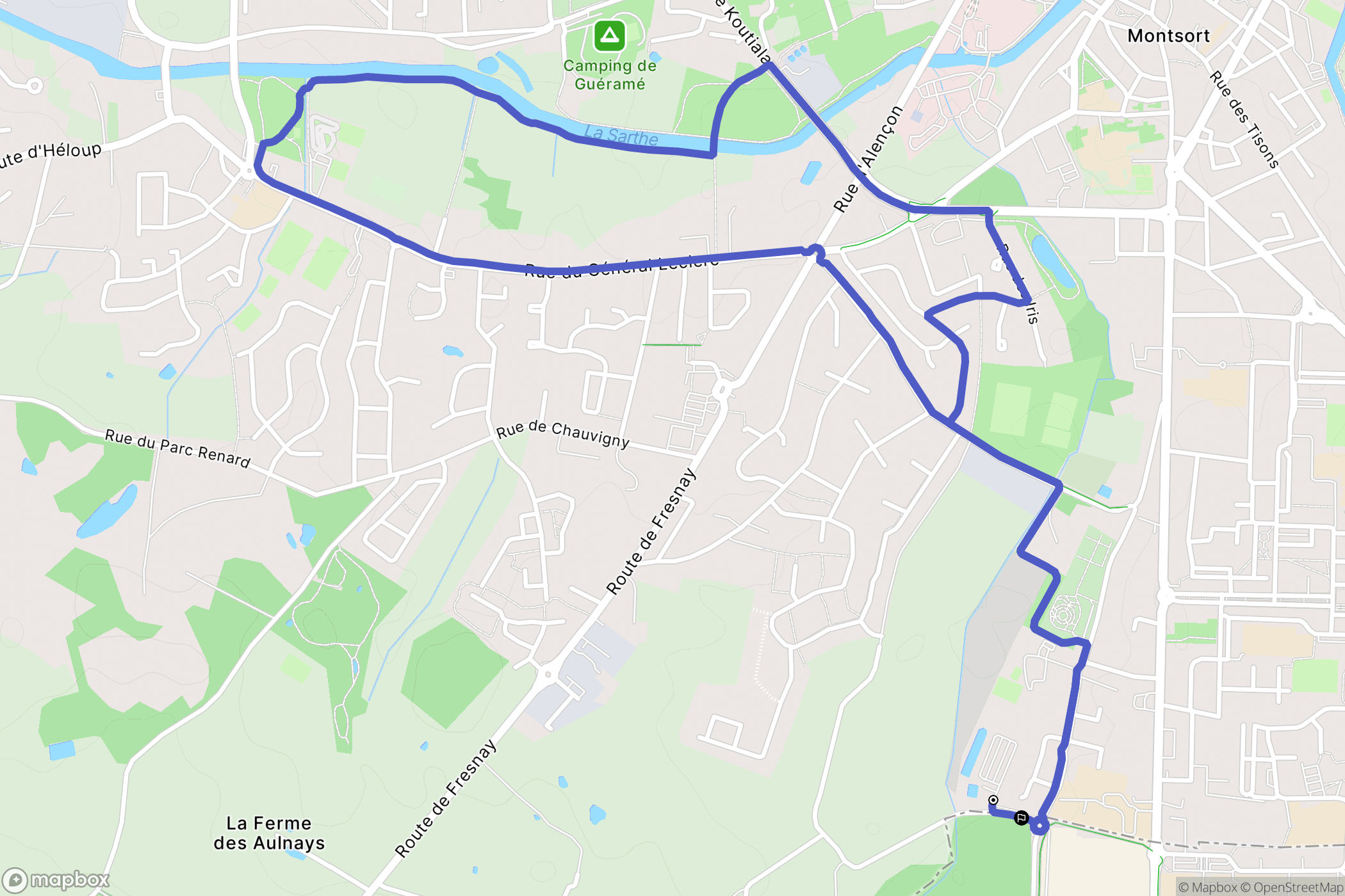 Alençon : carte du parcours de randonnée - France