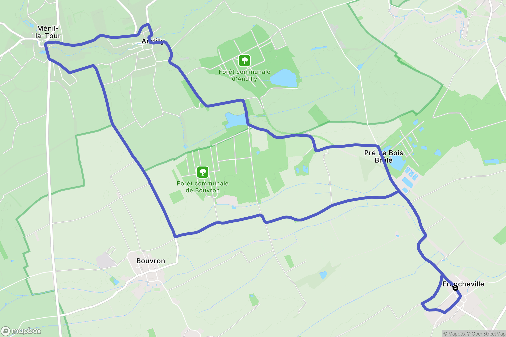 Francheville : carte du parcours de randonnée - France