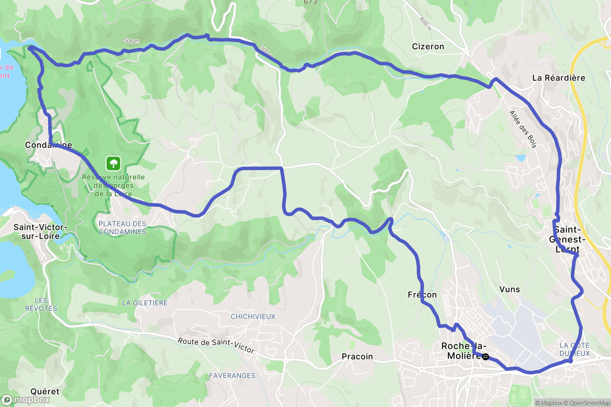 Roche-la-Molière : carte du parcours de randonnée - France