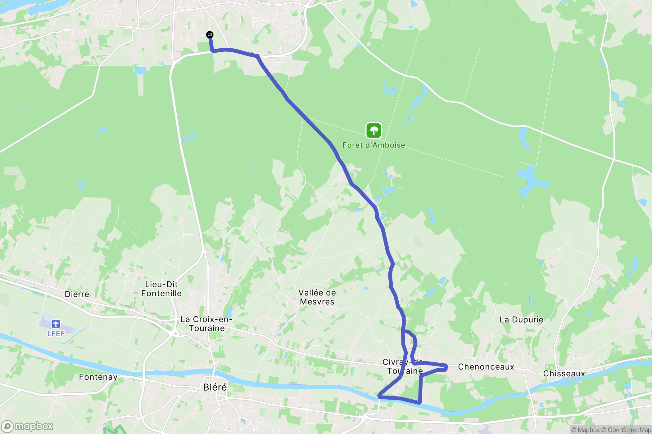 Amboise : carte du parcours de randonnée - France