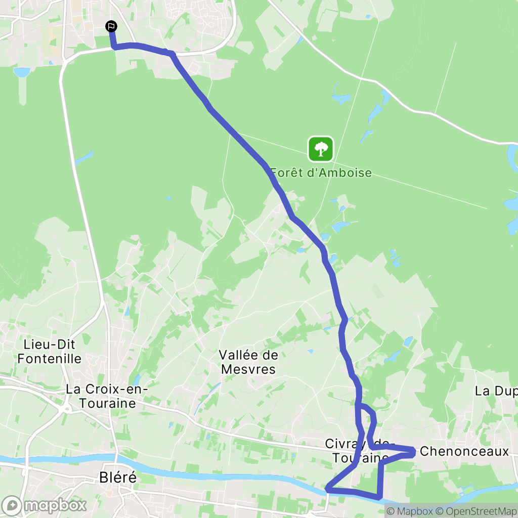 Amboise : carte du parcours de randonnée - France