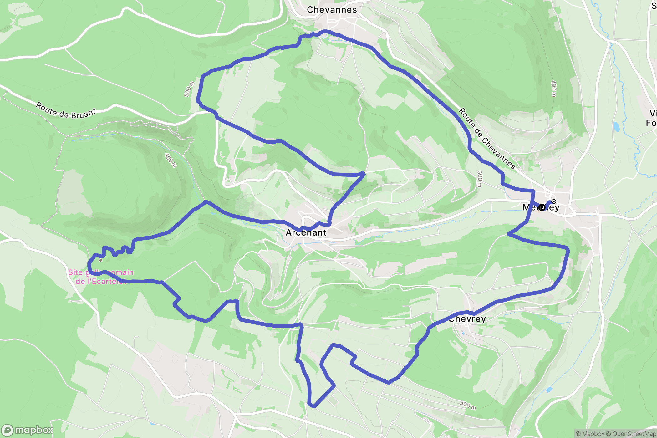 Meuilley : carte du parcours de randonnée - France