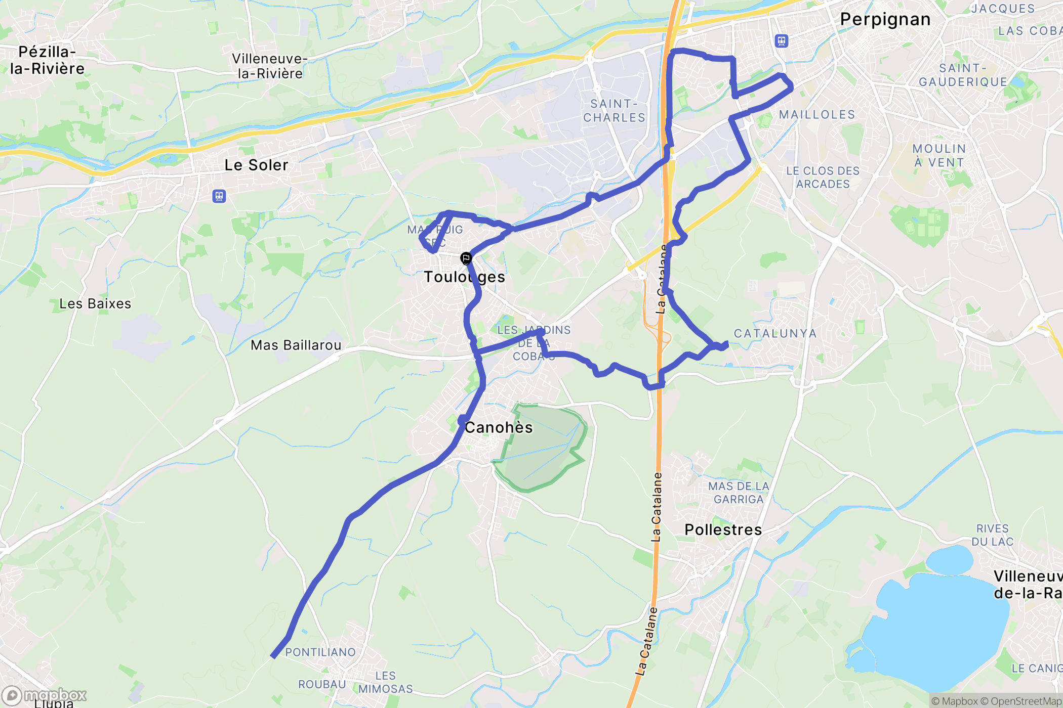 Toulouges : carte du parcours de randonnée - France