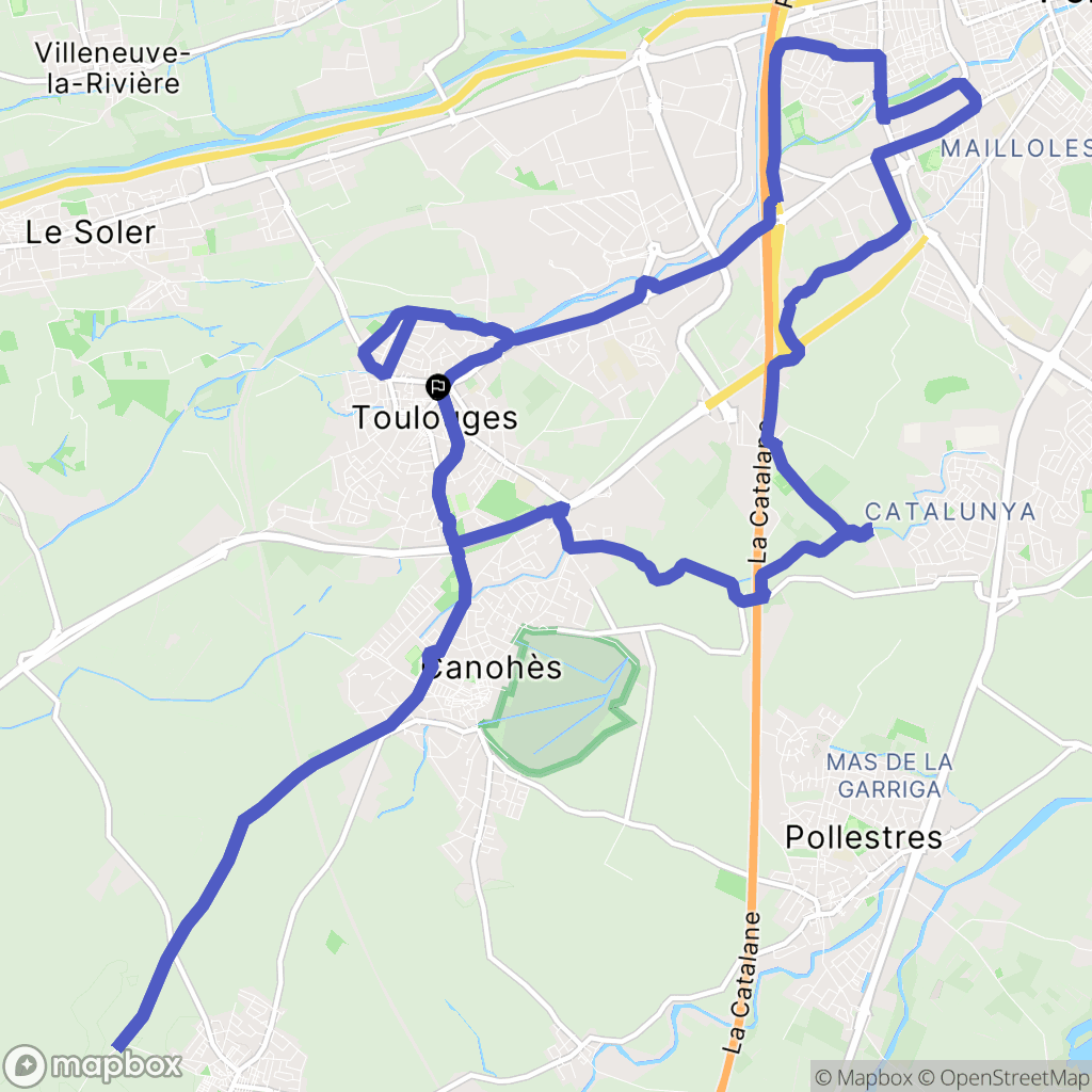 Toulouges : carte du parcours de randonnée - France